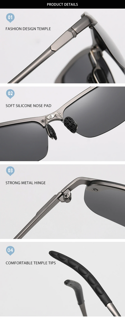 Photochromic Vintage Metal Polarized Sun Glasses For Male Night Vision