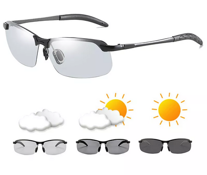 Photochromic Vintage Metal Polarized Sun Glasses For Male Night Vision