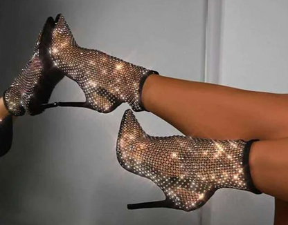 Bling Bling Rhinestone Mesh Pointed toe Sandals