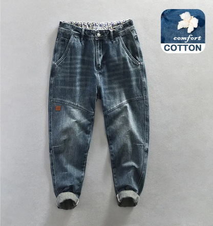 Spring Summer New Casual Jeans for Men Clothing Vintage Washed Soft Cotton Streetwear Oversize Men Trousers