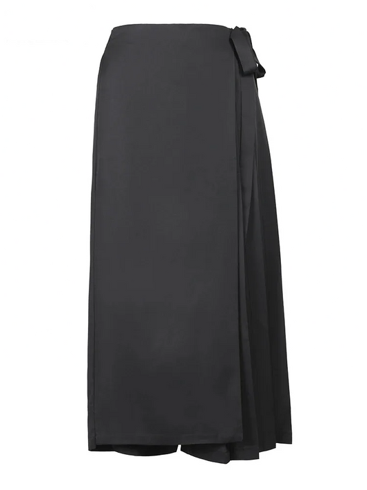 Black Bandage Pleated Wide Leg Pants