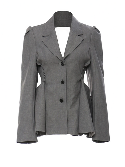 Backless Mesh Ruffles Elegant Blazer